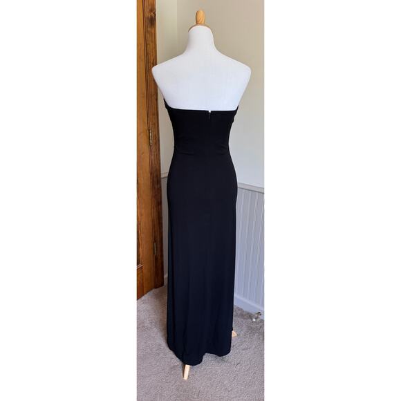 Vintage Cache Y2K Maxi Dress Black Beaded Gown Grunge Strapless 90s Evening - Picture 5 of 9